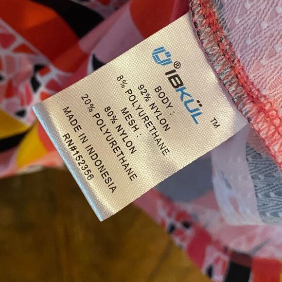 Ibkul Sz XL Vibrant Orange Geometric Print Pickleball Sporty Long Sleeve Polo - Picture 8 of 9